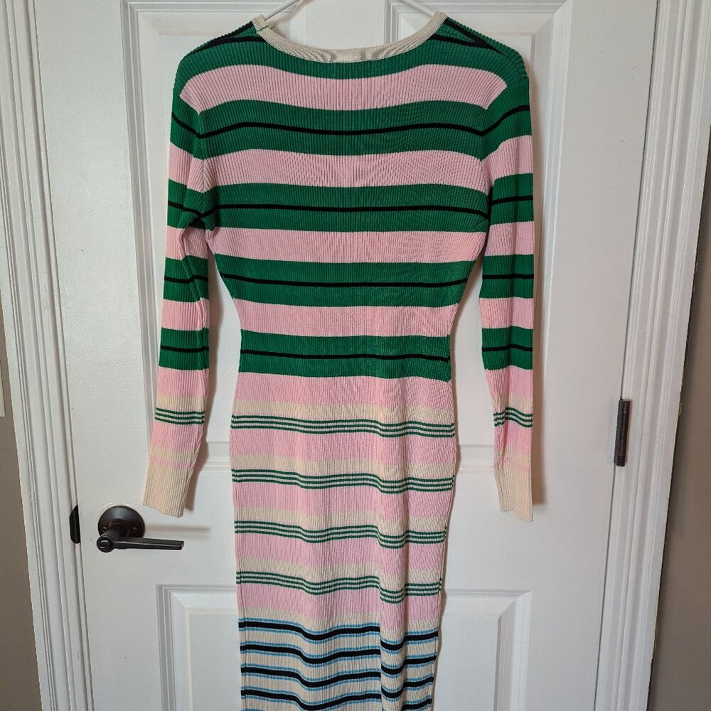 Striped Ribbed Sweater Dress, Size Small - Picture 3 of 4
